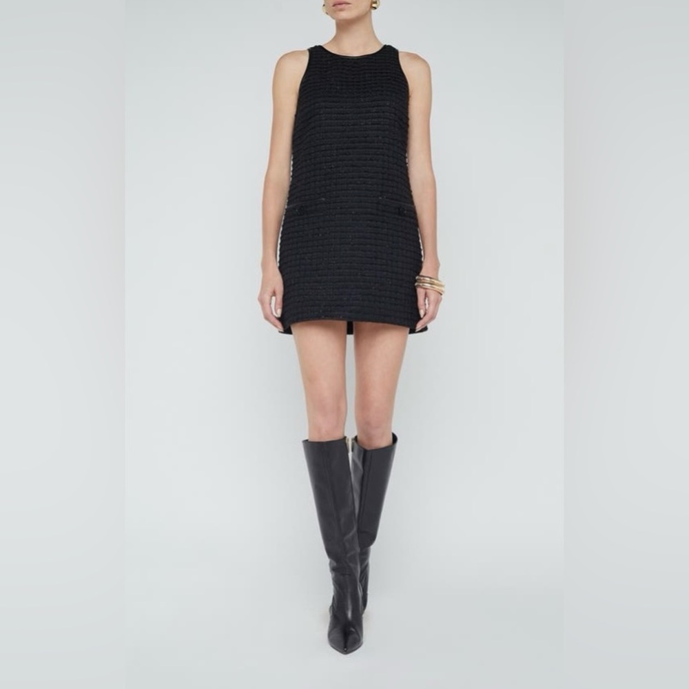 L’AGENCE Florian Metallic Shift Minidress- Black Sleeveless Dress